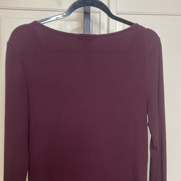 Aeropostale Women’s Ribbed Burgundy Bodysuit  Long Sleeve V Neck Size XL - Picture 6 of 12